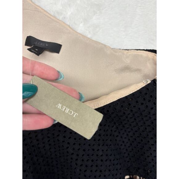 J. Crew One Shoulder Blouse Black Eyelet Nude Lined Top Women’s 4 NWT - Picture 8 of 14